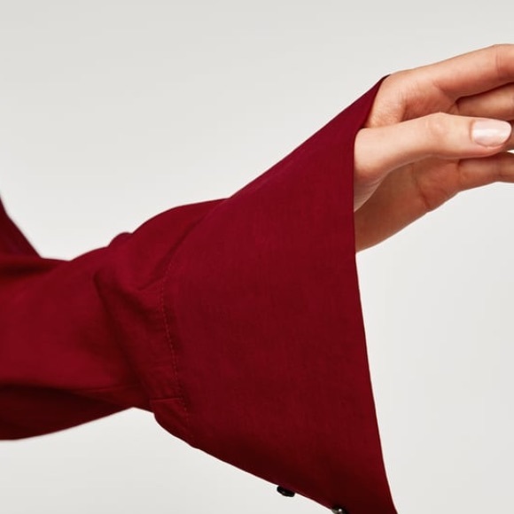 Zara Flowing V-Neck Top in Maroon - Picture 6 of 8